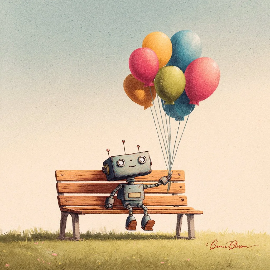 Balancing Joy: A Robot's Colorful Adventure