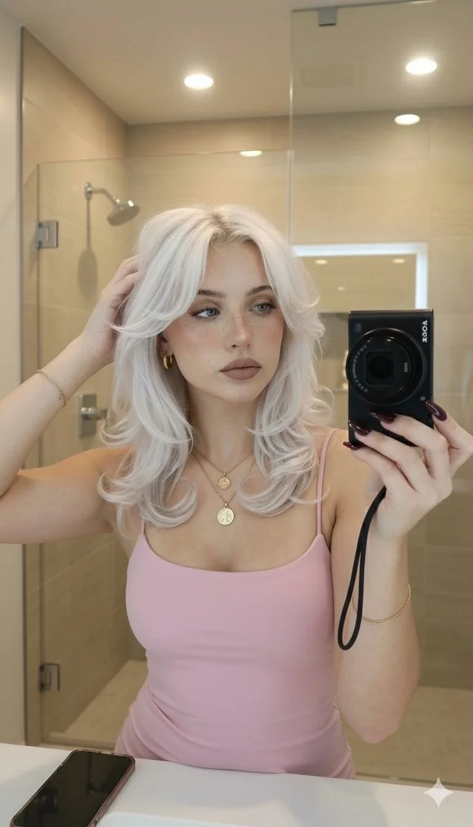 Banana Vibes in a Chic Bathroom Selfie