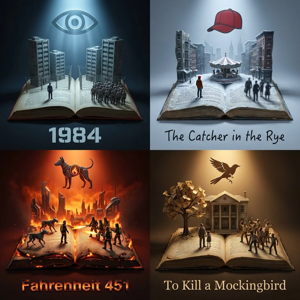 Banned Books Reimagined as 3D Book Sculptures