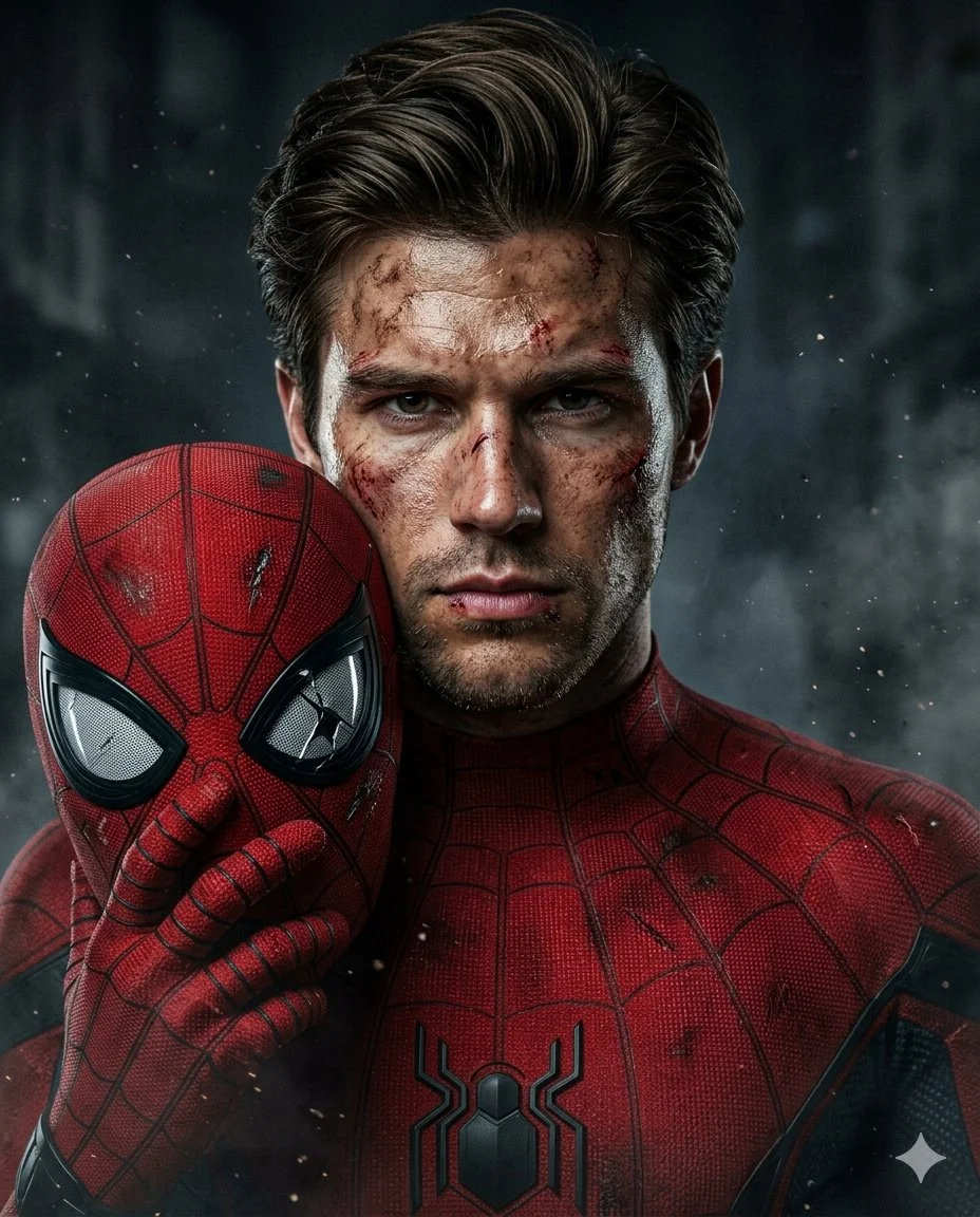 Battle-Scarred Hero in Red Tactical Suit