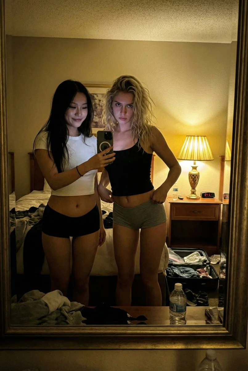 Besties in Chaos: A Mirror Selfie