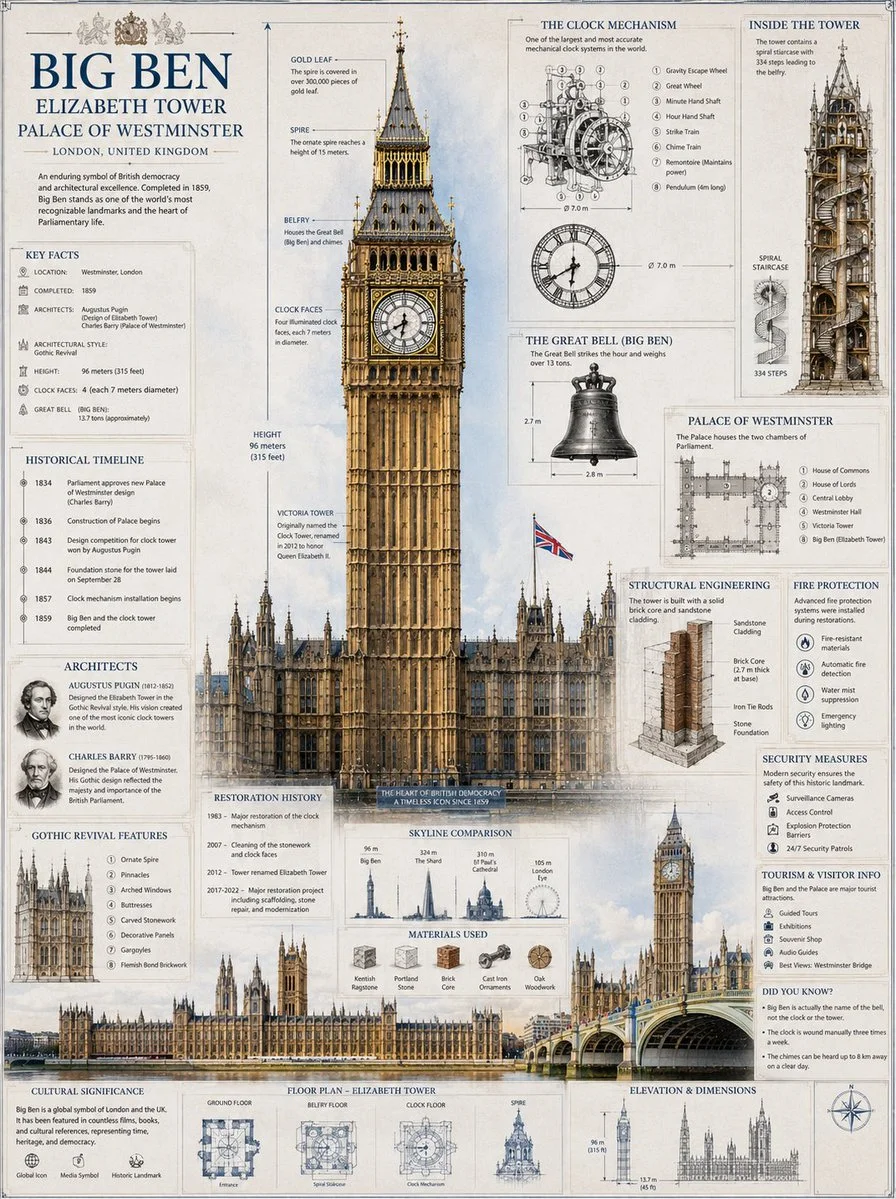 Big Ben's blueprint reveals 96 meters of Gothic engineering history
