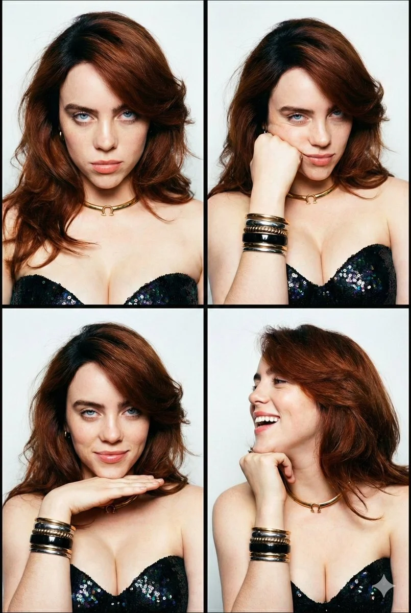 Billie's Vibrant Mood Board: A 4-Panel Portrait