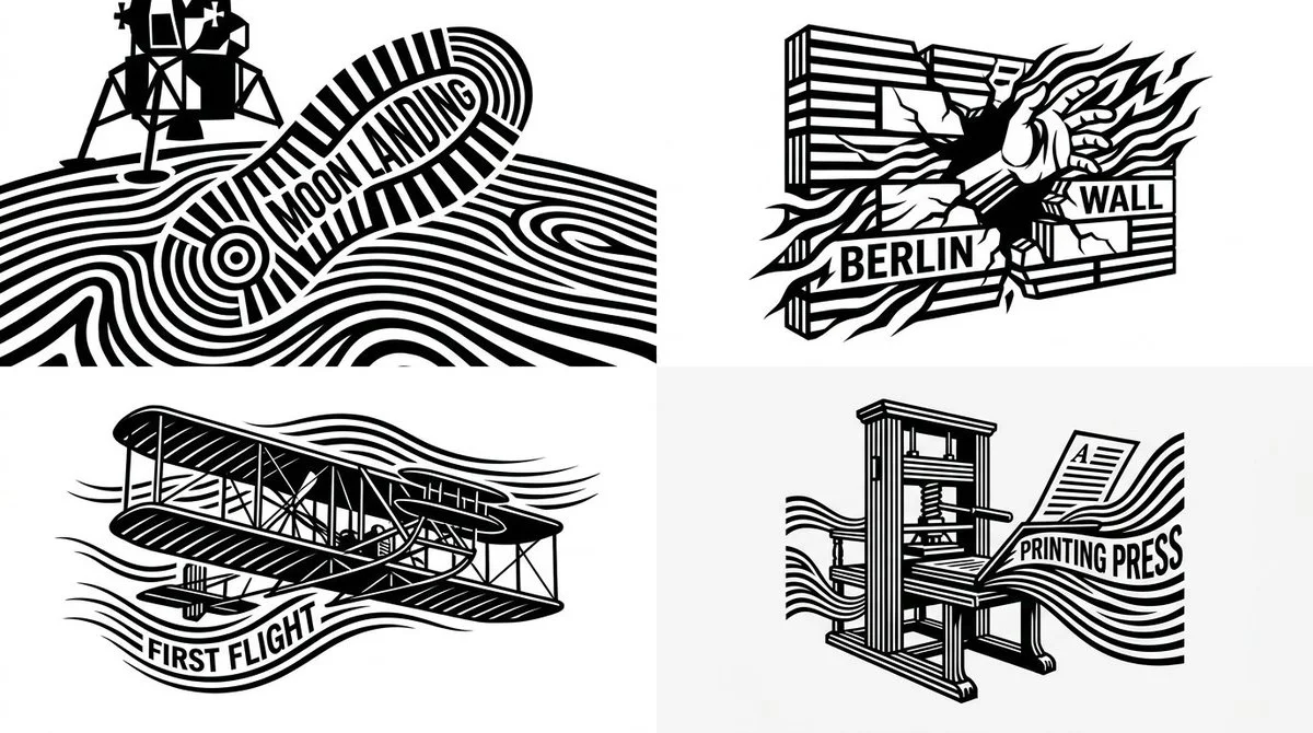 Black and white stripes form iconic silhouettes for history's pivotal days