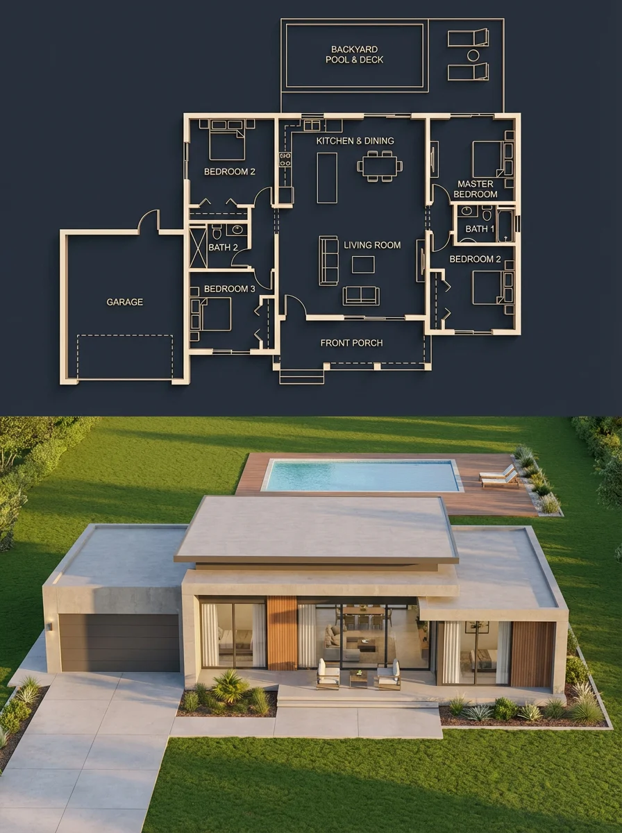 Blueprint to Reality: Precise Vertical Split House Visualization