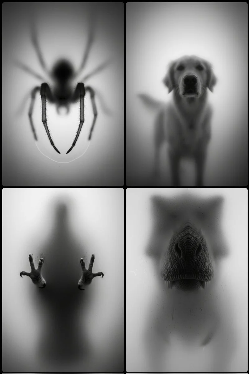 Blurred Silhouette Behind Frosted Glass with Sharp Detail