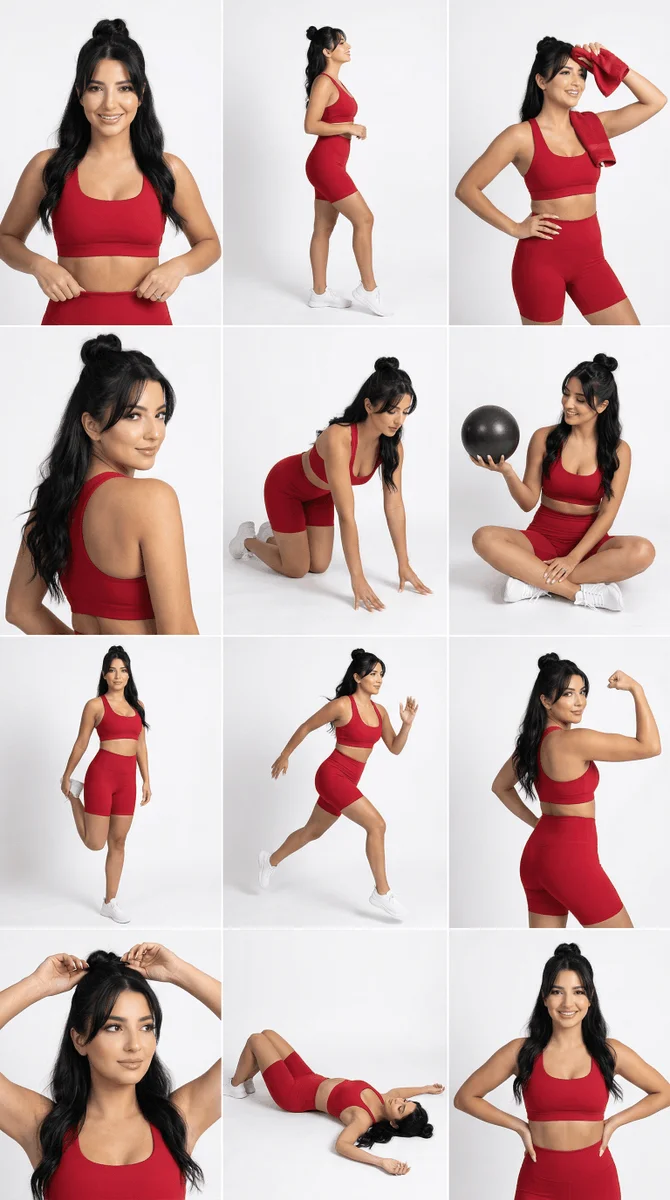 Bold Red Activewear in Studio Perfection