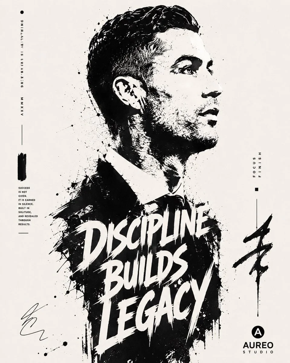 Bold side profile emerges from fragmented stencil shapes and ink splatters