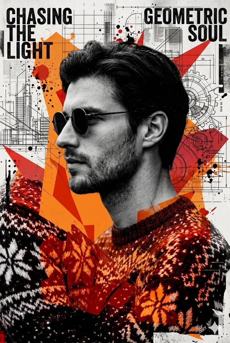 Bold Trash Polka Portrait with Geometric Flair