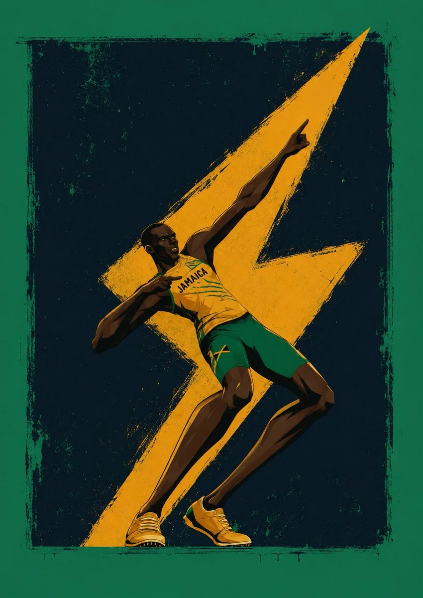 Bolt and Ronaldo strike iconic poses in retro poster