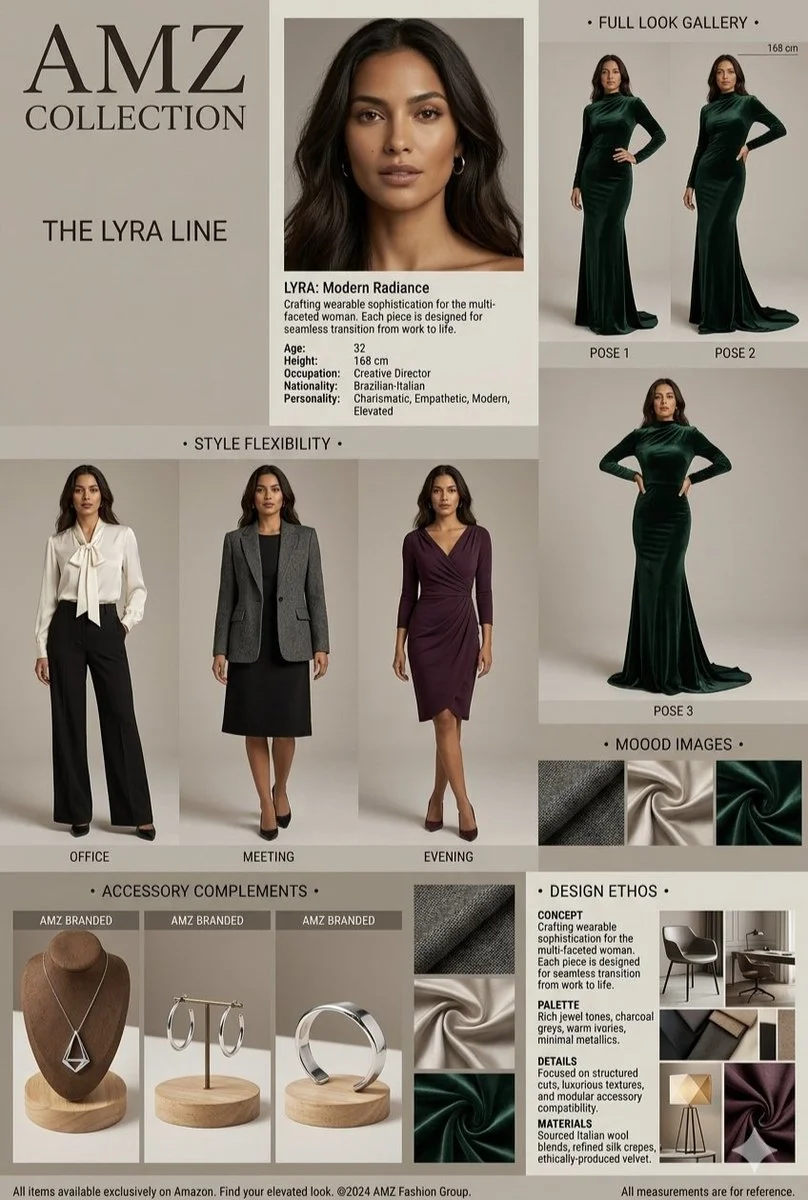 Brazilian-Italian model poses in emerald velvet gown for catalog
