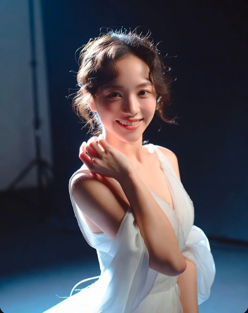 Bride tilts head back over shoulder with hand near collarbone posing