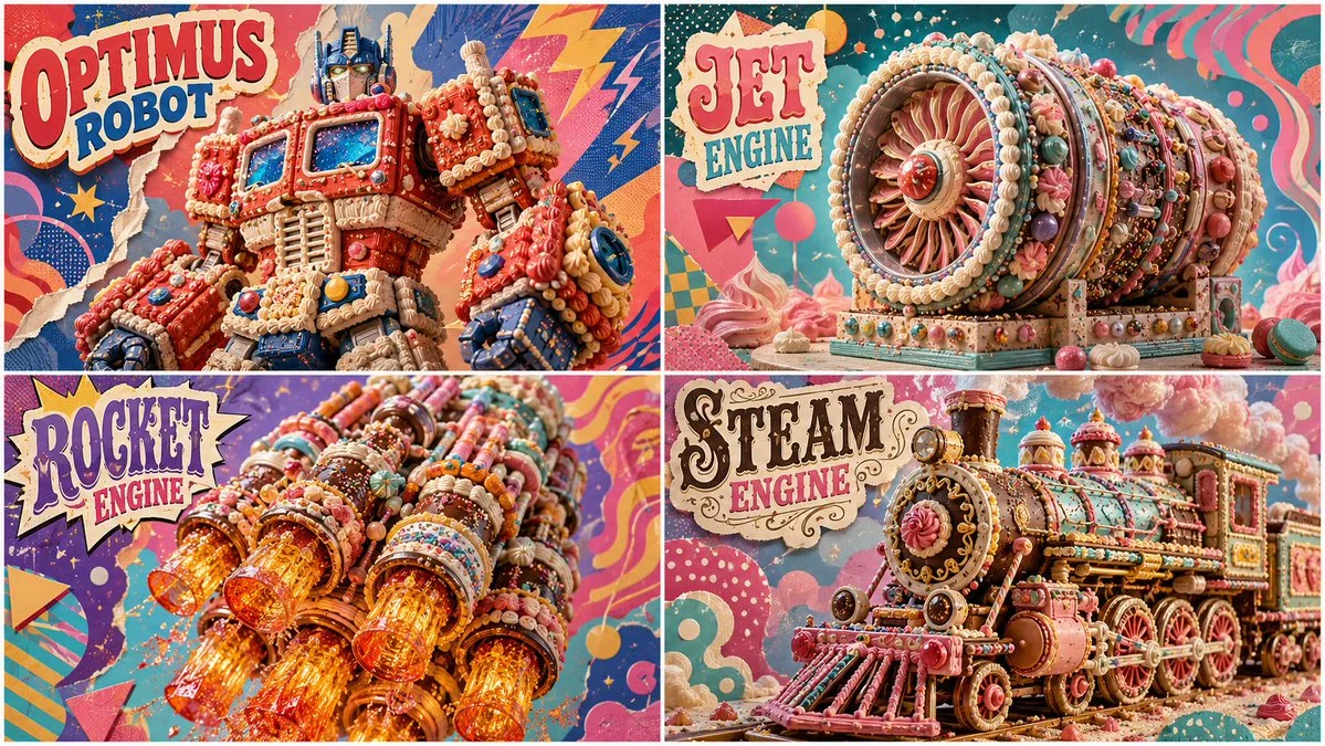 Buttercream Optimus Prime gleams under bright bakery display lights
