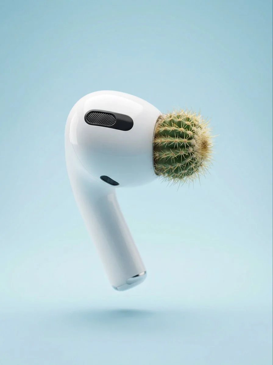 Cactus Comfort: The Surreal AirPods Experience