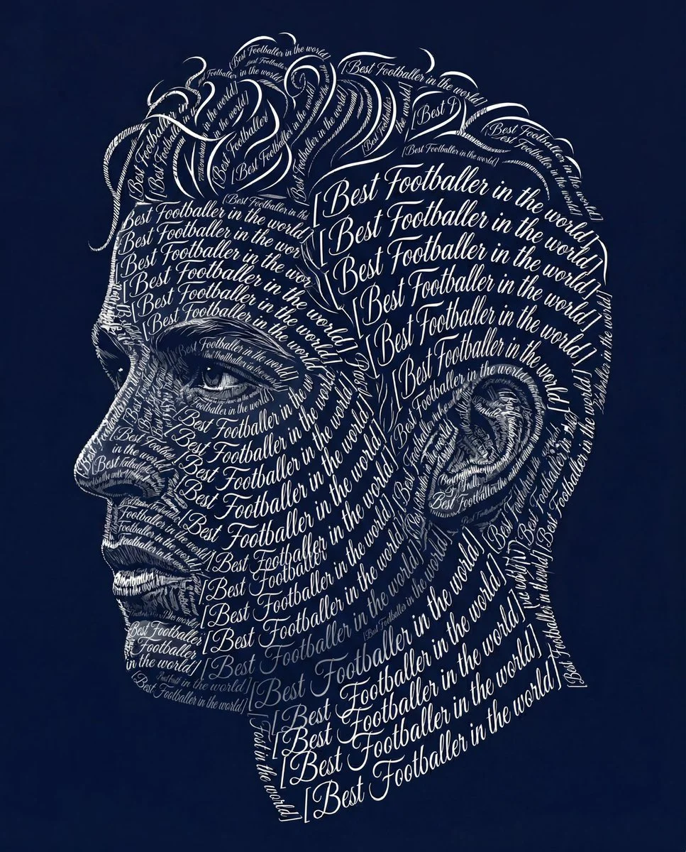 Calligraphic Profile in Navy Blue