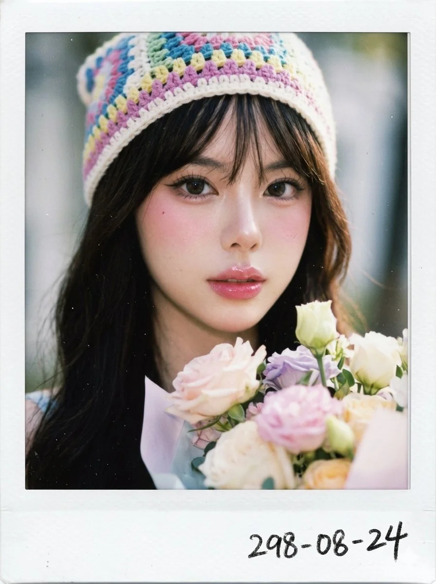 Candid Feminine Mood in Instant Film Style