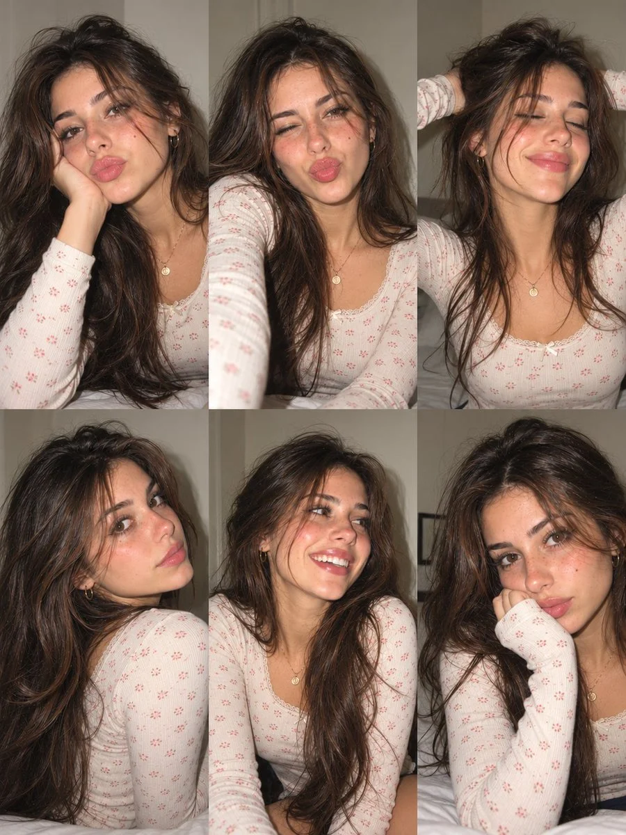 Candid flash portraits of a young Parisian woman in a cozy bedroom