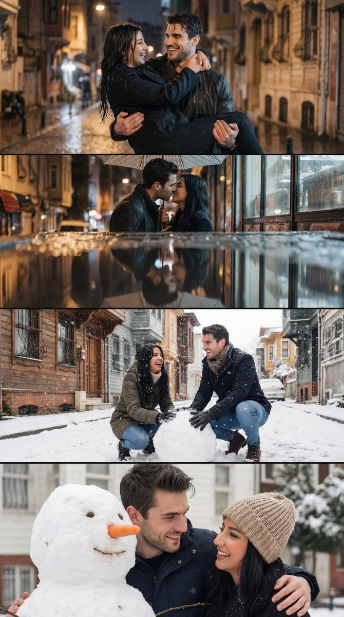 Candid Love in Istanbul's Rainy Streets