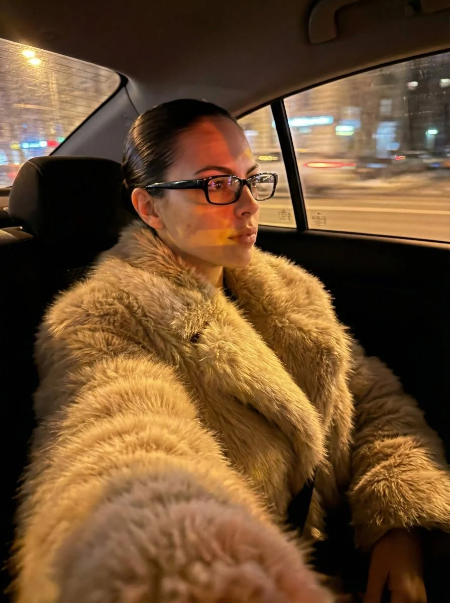 Candid Nighttime Reflection: A Car Selfie Story