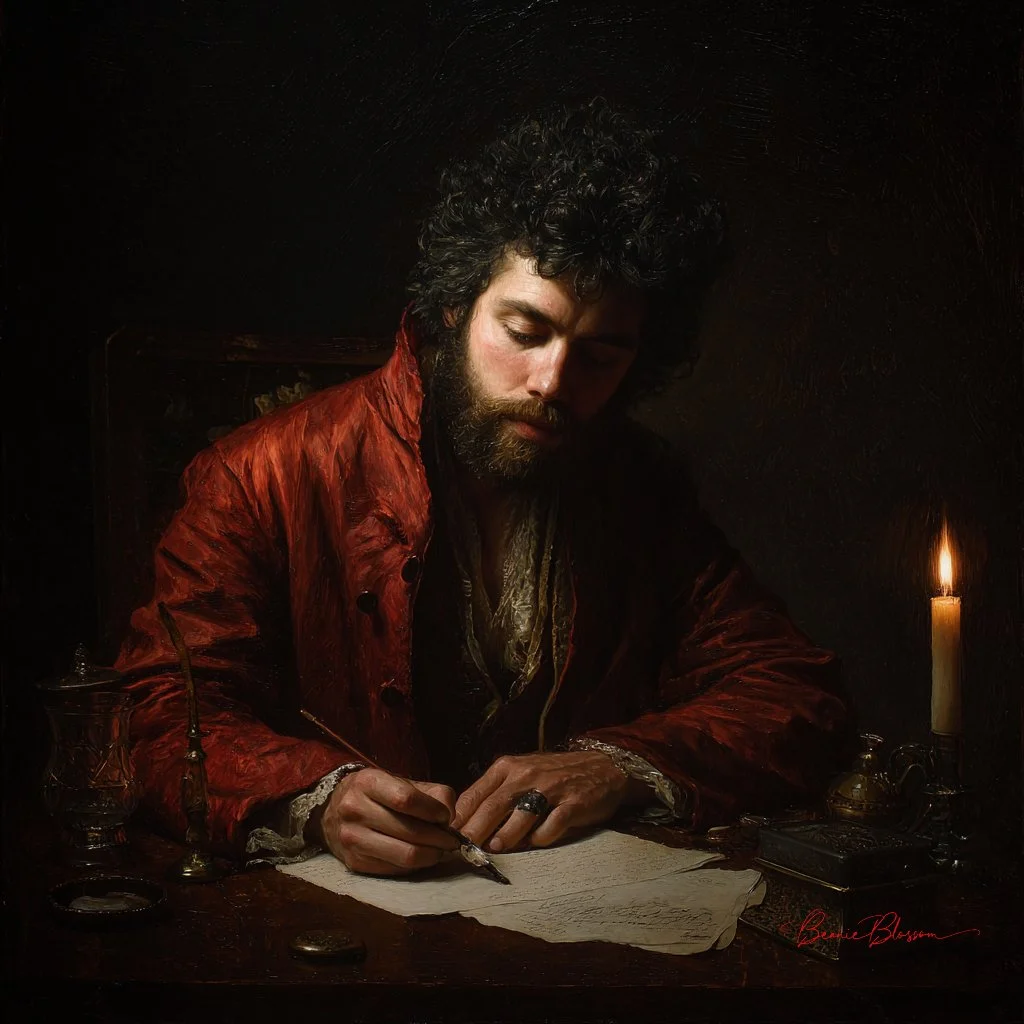 Candlelit Contemplation: A Portrait of Creativity