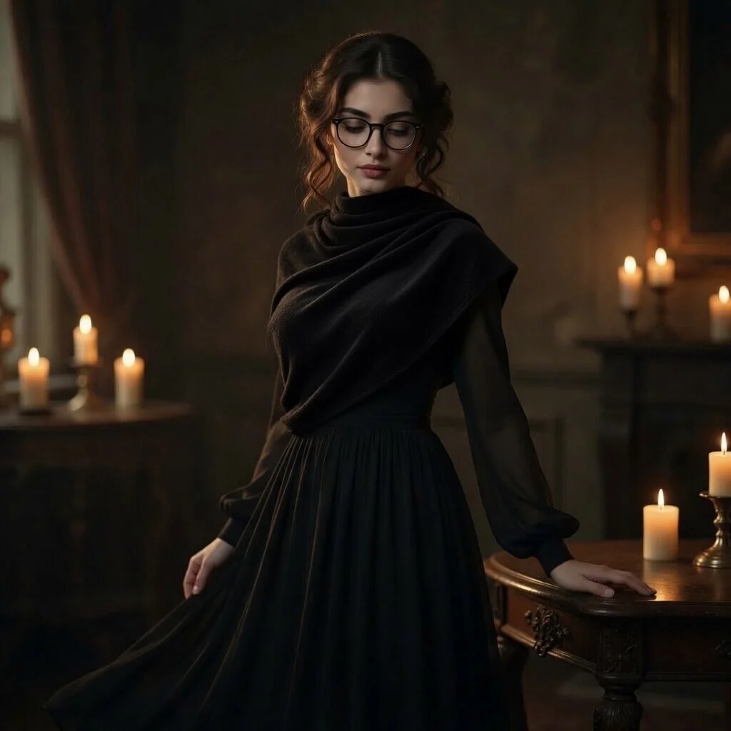 Candlelit Elegance: Serene Vintage Portrait