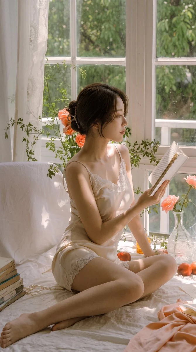 Capture a Solitary Moment: Woman Reading Beside a Window