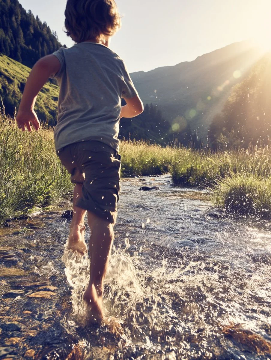 Capturing the Freedom of Barefoot Travel in Vibrant Backlit Motion