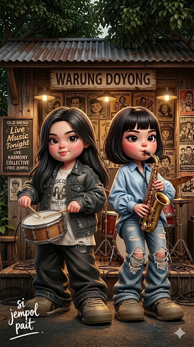 Caricature Duo in Energetic Jazz Performance