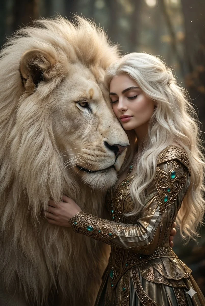 Celestial Elegance: The Queen and Her Lion