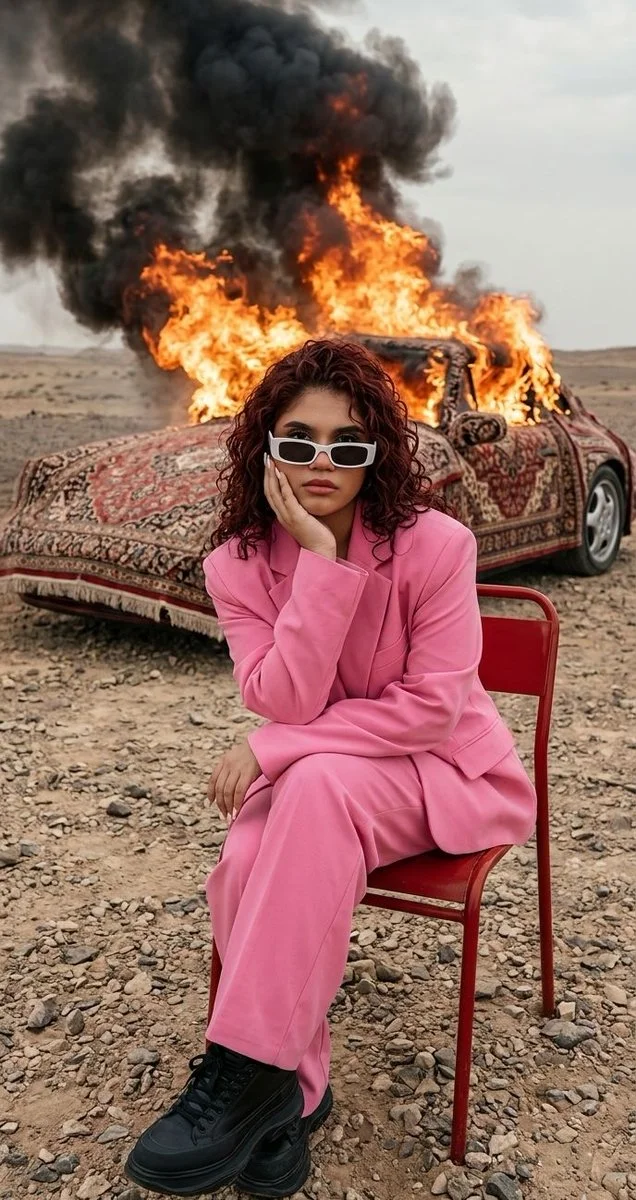 Chaos and Calm in the Desert: A Fiery Contrast