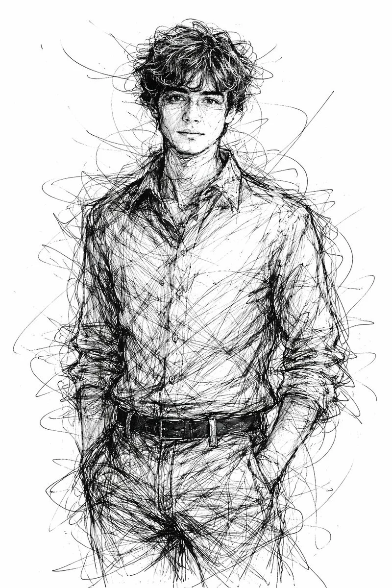 Chaos in Ink: Abstract Scribble Portrait