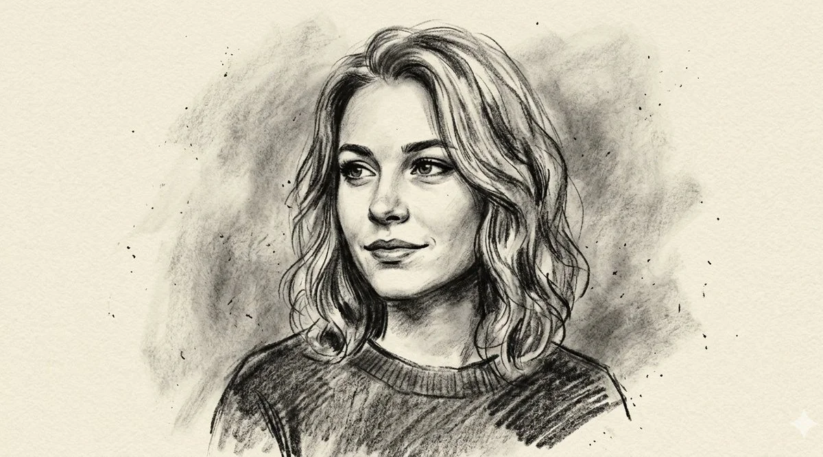 Charcoal Portrait of a Young Woman in Subtle Confidence