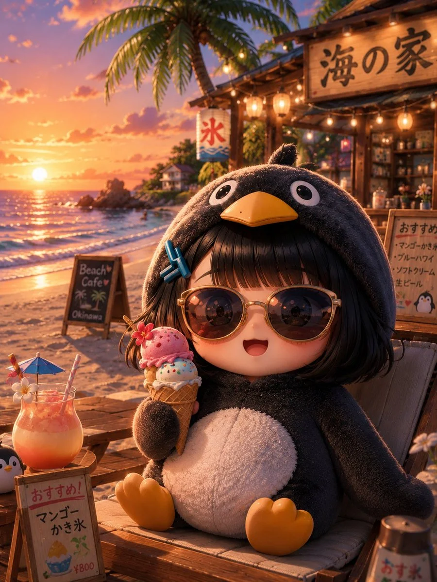 Charming Chibi Dreamscape at Sunset