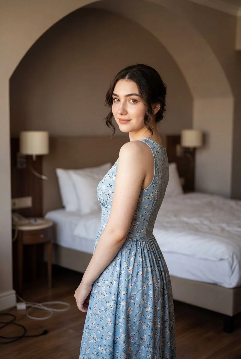 Charming Elegance: A Playful Portrait in Soft Tones