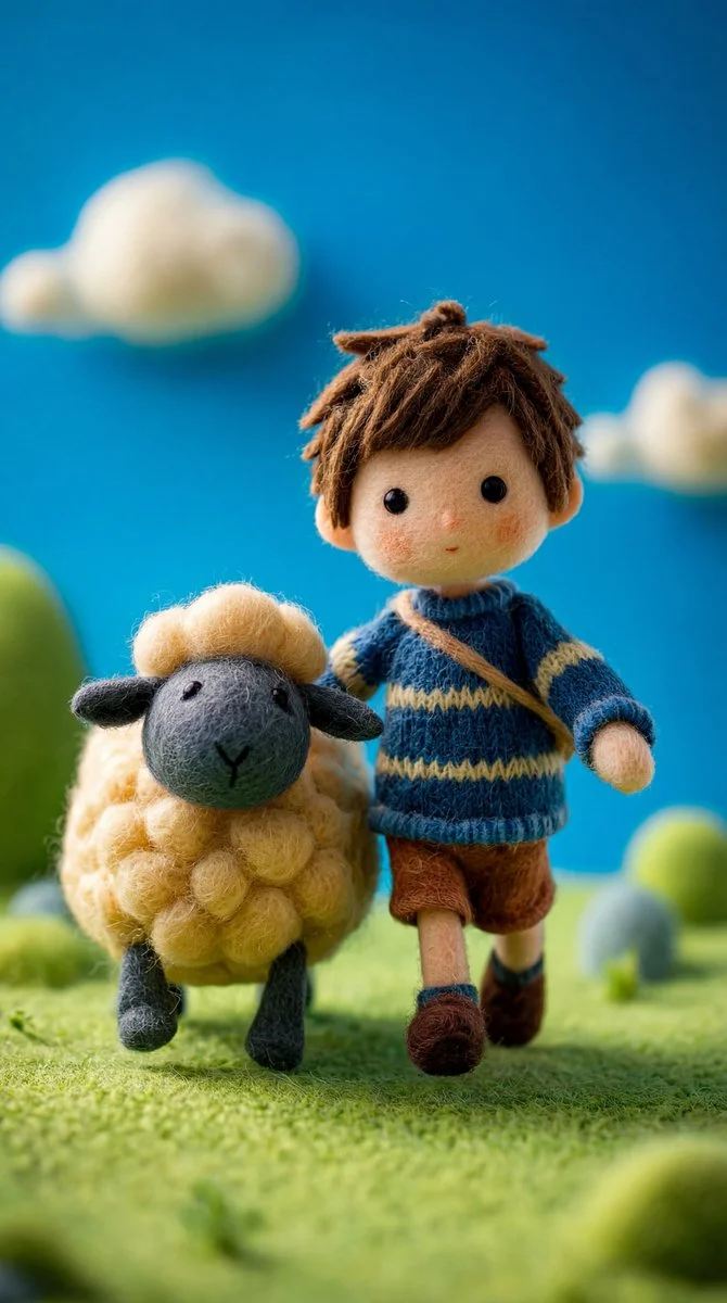 Charming Felt Adventure: A Boy and His Sheep