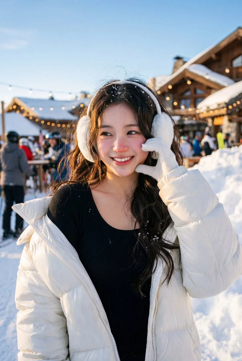 Charming K-Pop Idol in a Snowy Wonderland