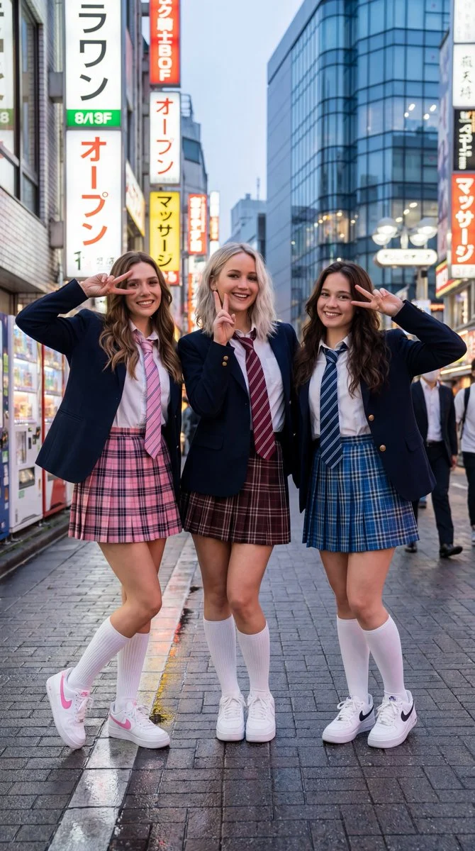 Charming Schoolgirl Vibes in Tokyo at Dusk