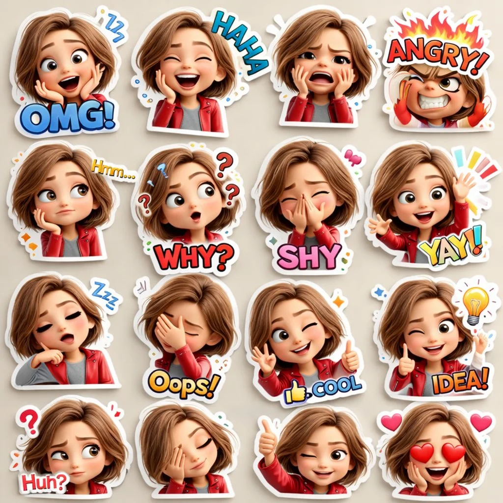Charming Sticker Collage of Emotions