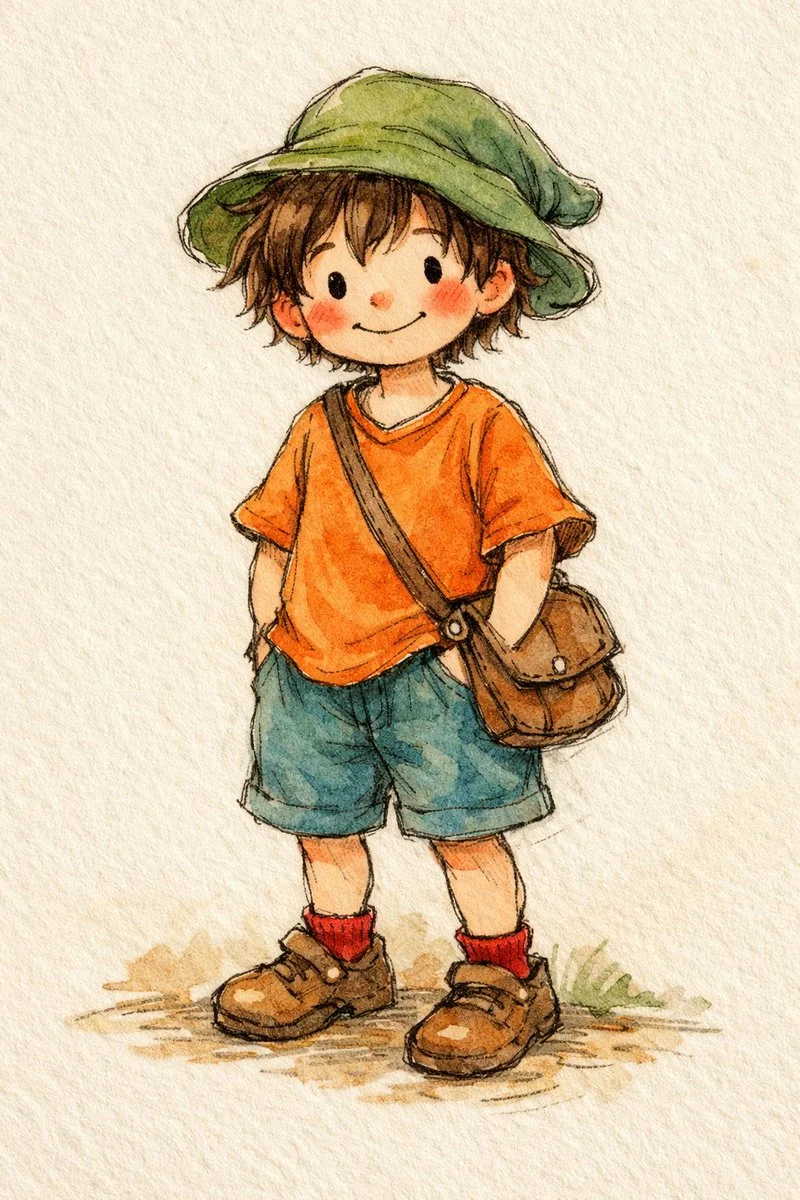 Charming Young Boy in Soft Watercolors