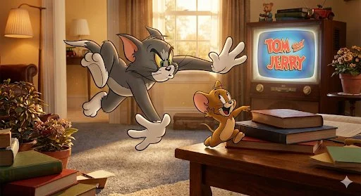 Chasing Friendship: A Classic Tom and Jerry Moment