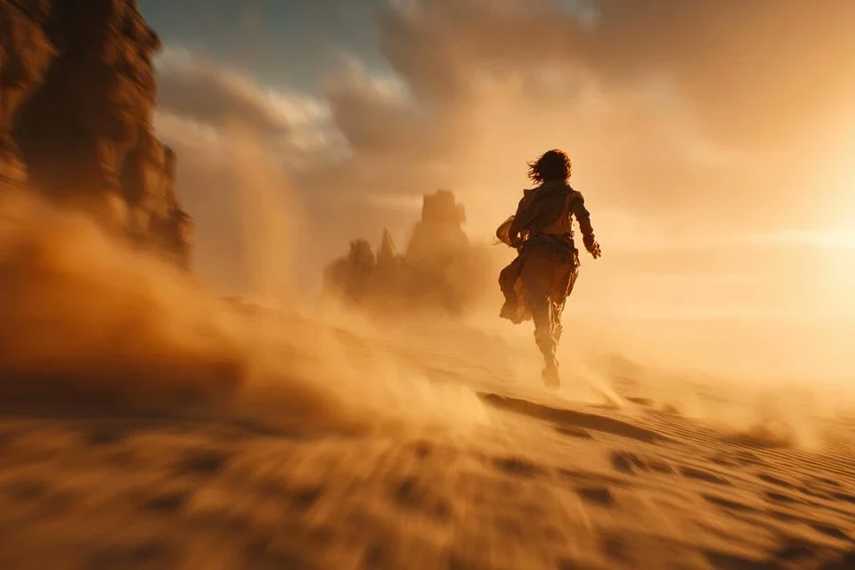 Chasing Horizons: A Sprint Through a Wind-Swept Landscape