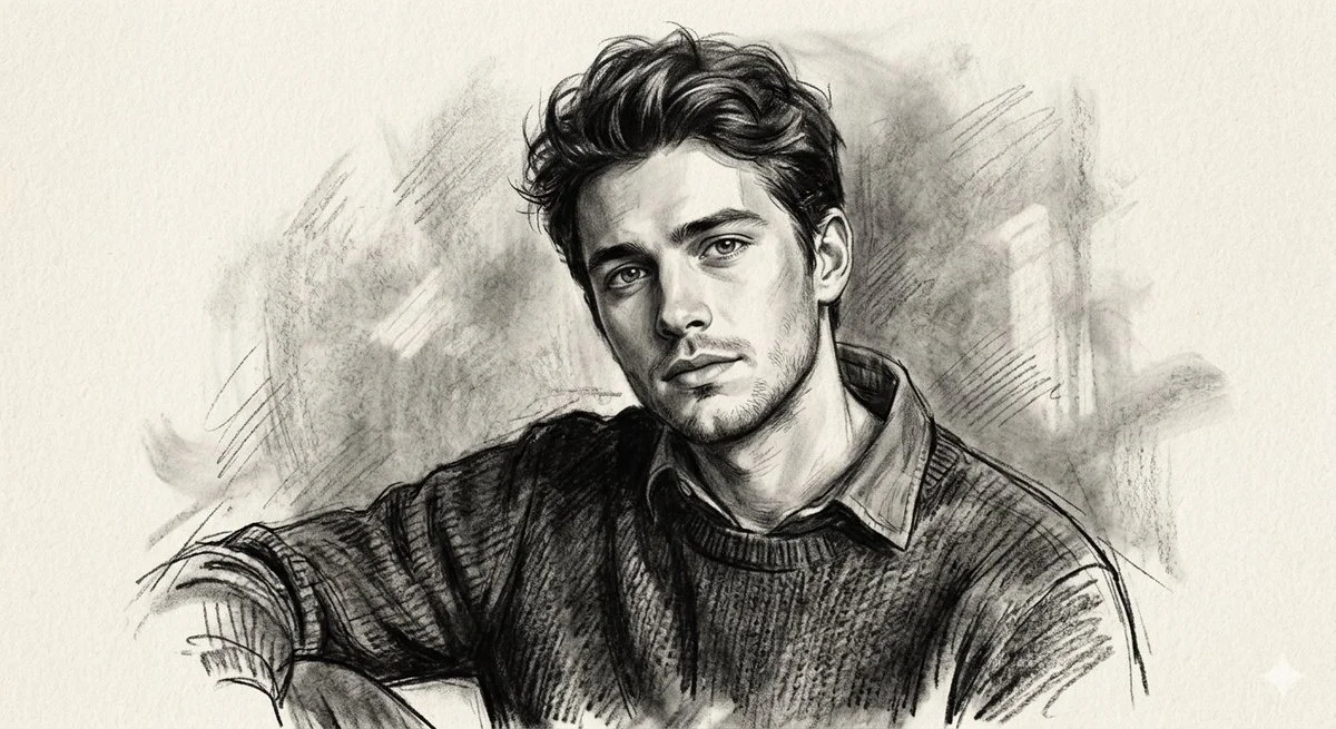 Chiaroscuro Charcoal Portrait of a Modern Man