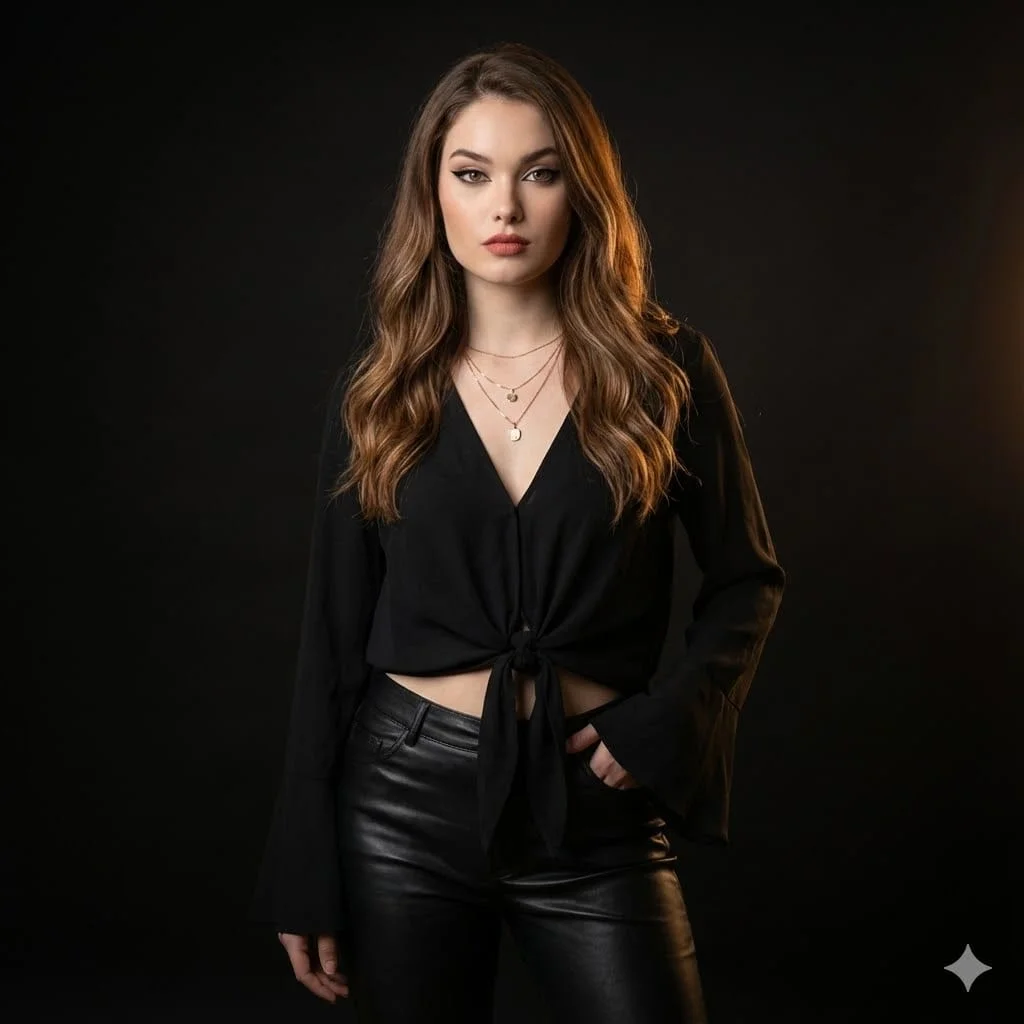 Chic Confidence: A Modern Portrait in Dramatic Light