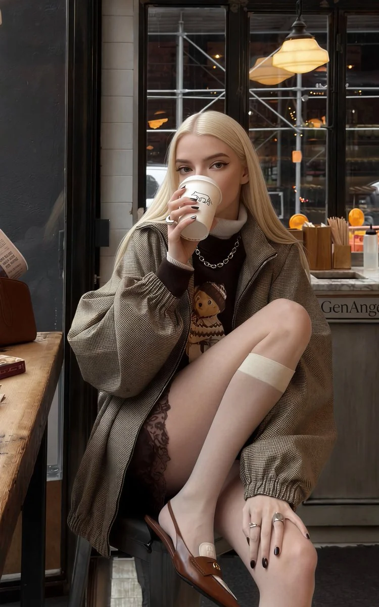 Chic Confidence in a Modern Café