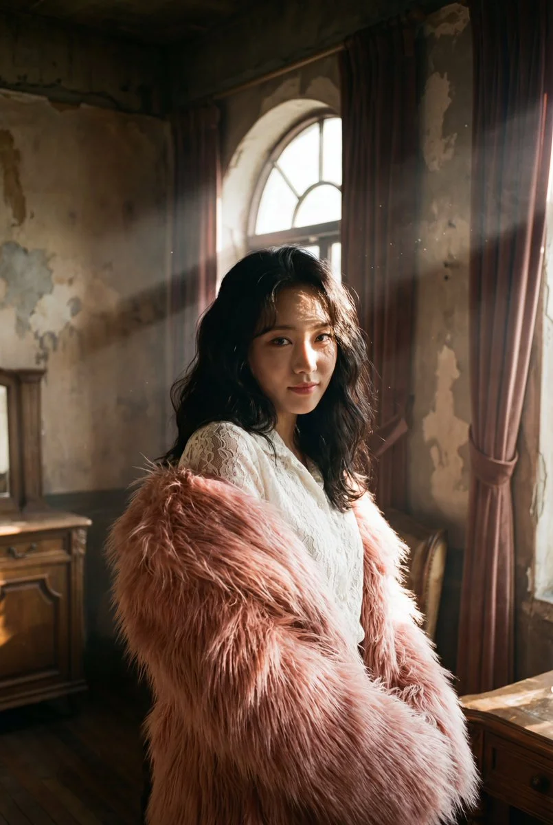 Chic Enigma: K-Pop Idol in Dramatic Light