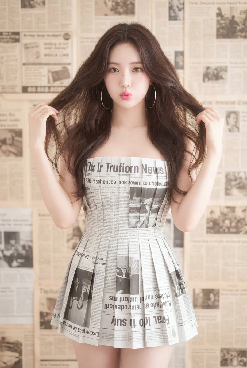Chic K-Pop Idol Fashion: The Art of Newspaper Couture