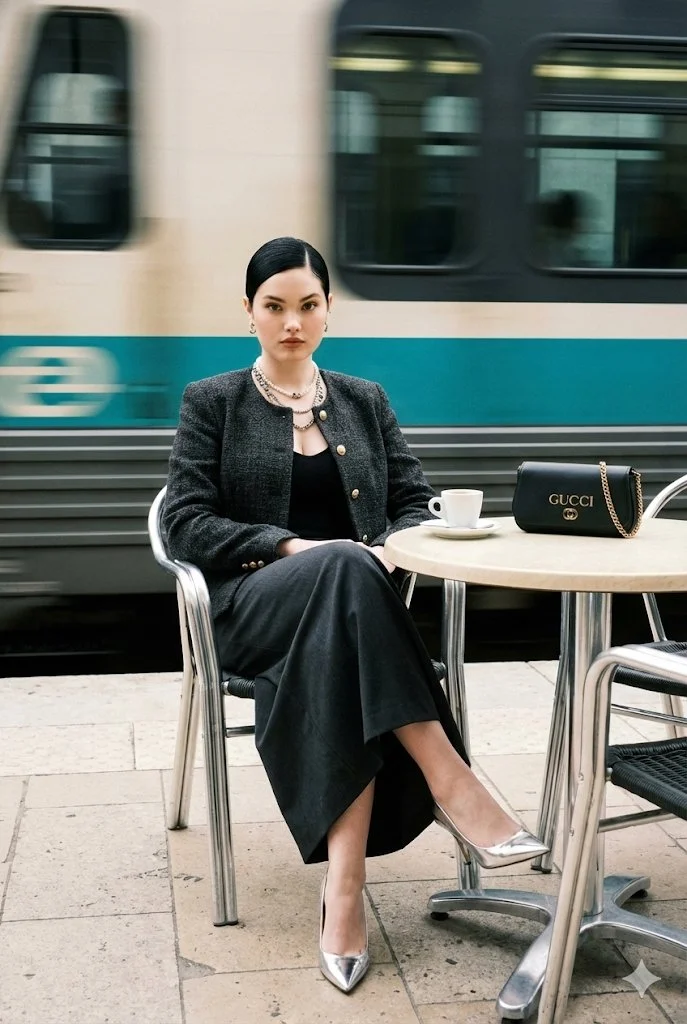 Chic Motion: A Glamorous Café Encounter