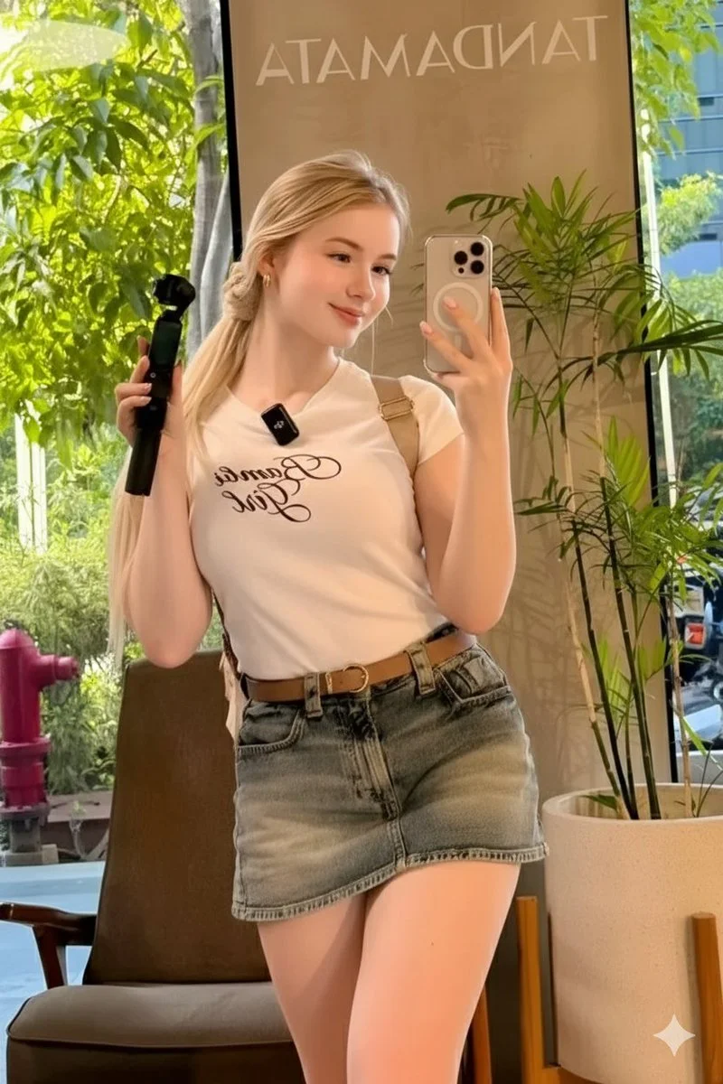 Chic Selfie in a Trendy Café