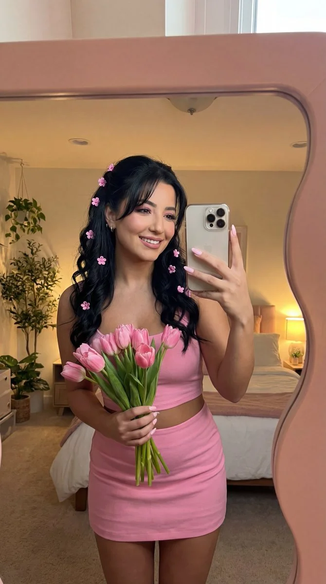 Chic Selfie with a Floral Touch