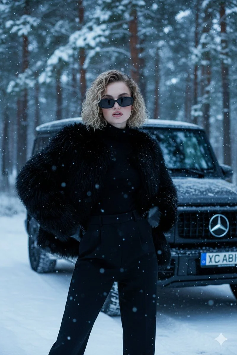 Chic Winter Elegance: A High-Fashion Scene